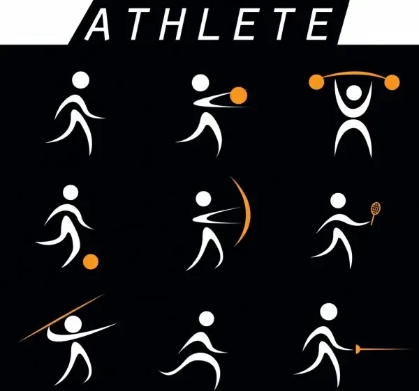 athletes signs isolation circle curves design