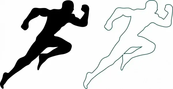 athletic icons outline silhouette style design