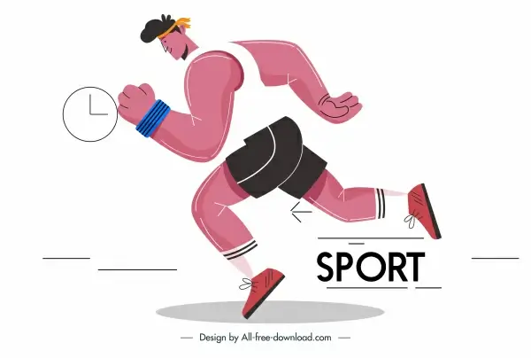 athletic sports icon dynamic jogger sketch cartoon design
