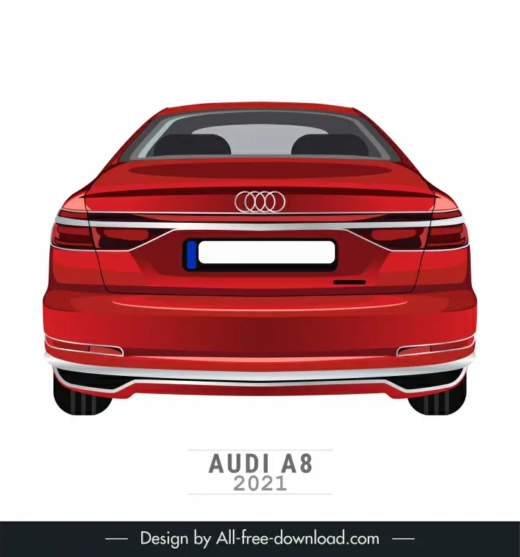 audi a8 2021 car model icon modern rear view sketch