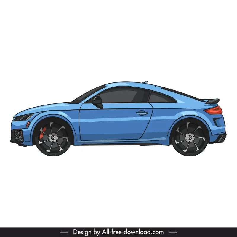 audi tt 2022 car model icon modern elegant flat side view sketch