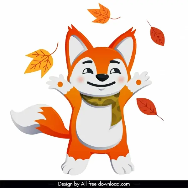 autumn animal icon joyful fox leaves sketch