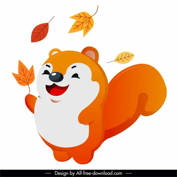 autumn animal icon joyful squirrel leaves sketch