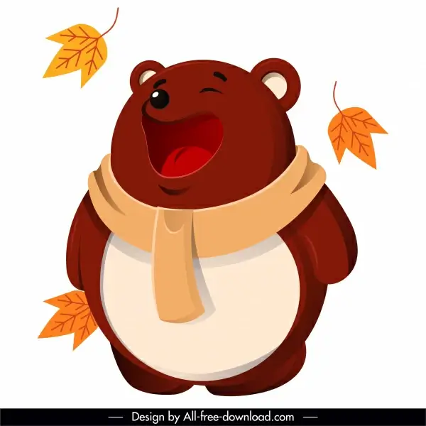 autumn animal icon stylized funny bear sketch