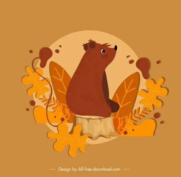 autumn background dark brown bear leaves decor