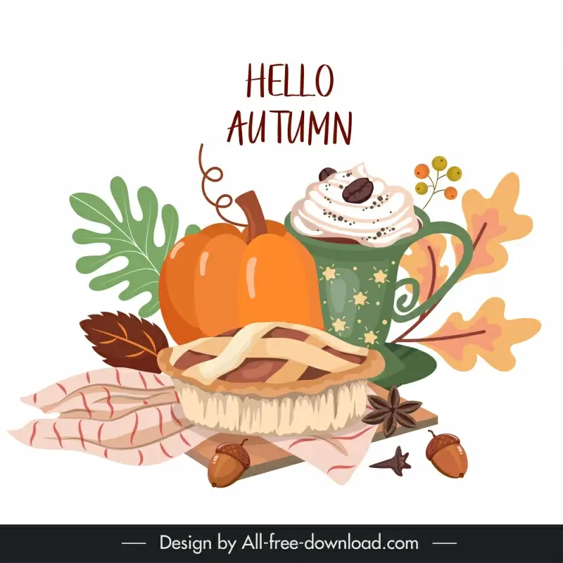 autumn design elements classic cake chestnut leaves 