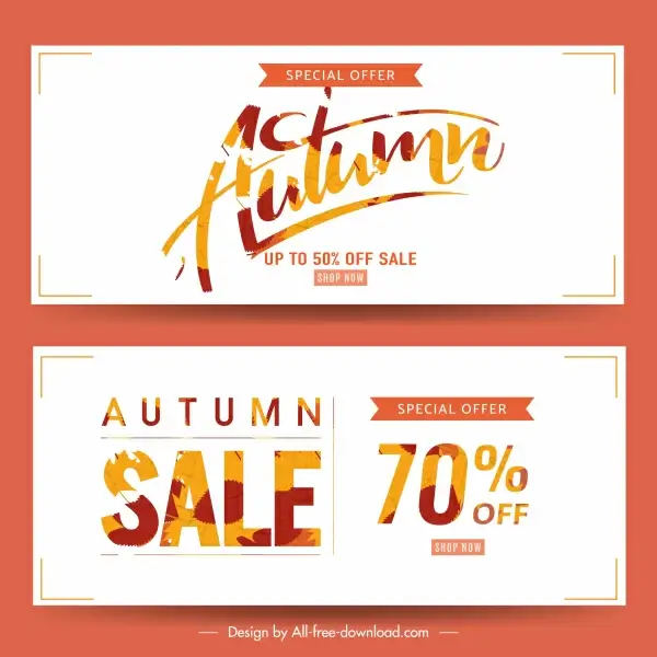 autumn sale poster templates bright leaf texts decor