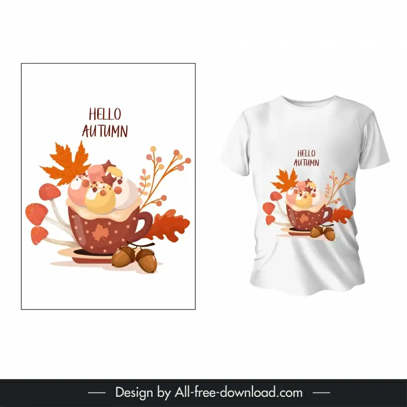 autumn t shirt template cute nature elements 