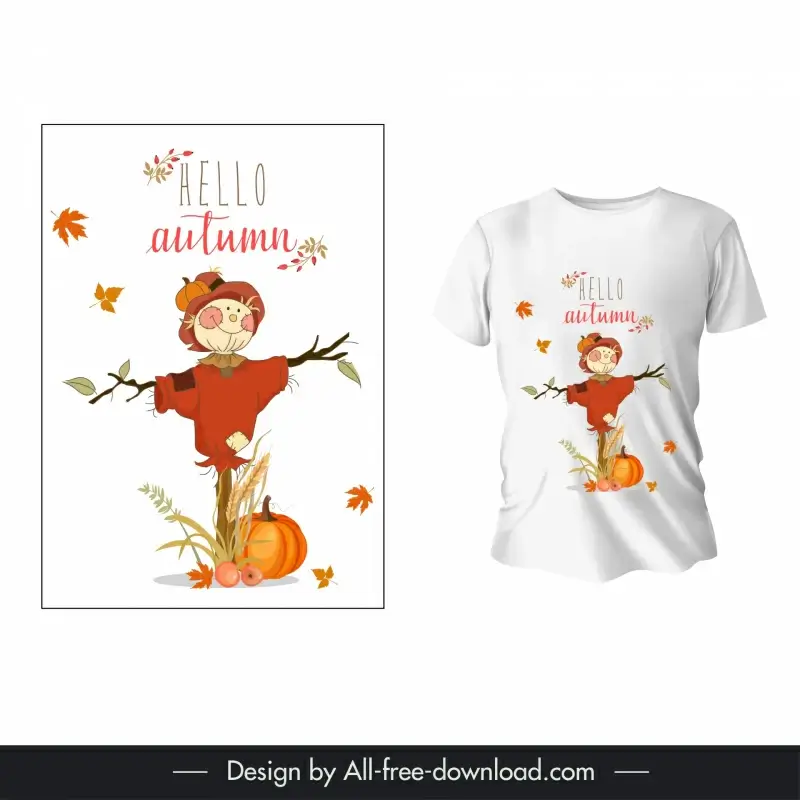 autumn t shirt template scarecrow leaves pumpkin decor