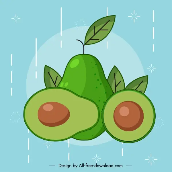 avocado fruit icon classical handdrawn flat design