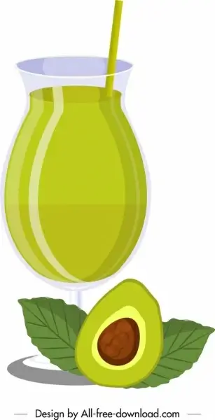 avocado juice advertising background jar fruit icons decor