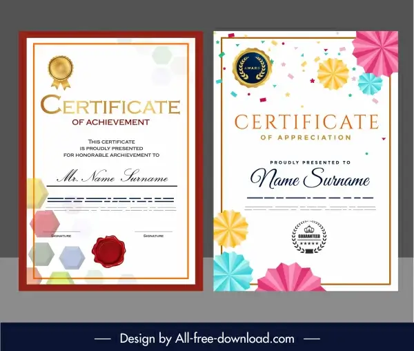 award certificate templates elegant colorful geometric shapes decor