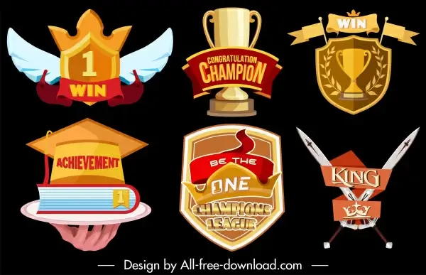 awards icons modern colorful 3d design