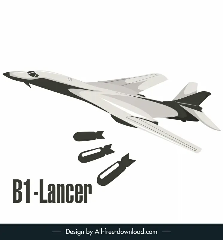 b 1 rockwell lancer bomber airplane icon modern 3dd dynamic