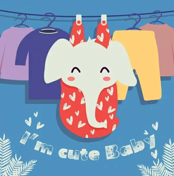 baby banner hanging clothes elephant icon