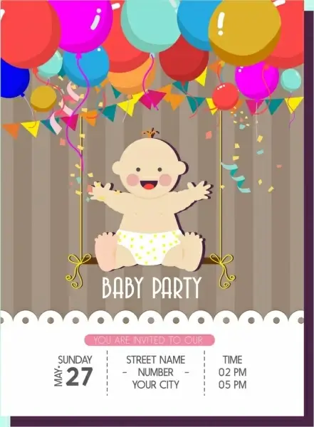 baby celebration party banner colorful balloons kid ornament