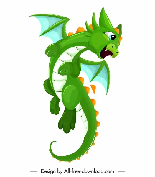 baby dragon icon green decor joyful gesture sketch