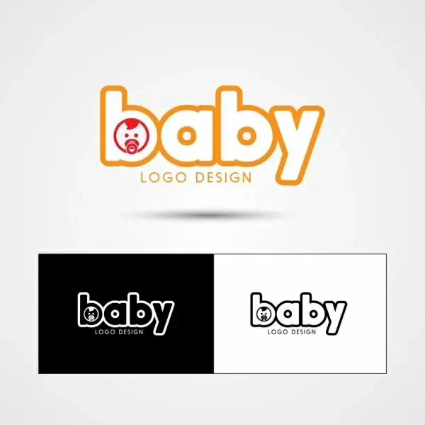 baby logotype sets kid icon texts design