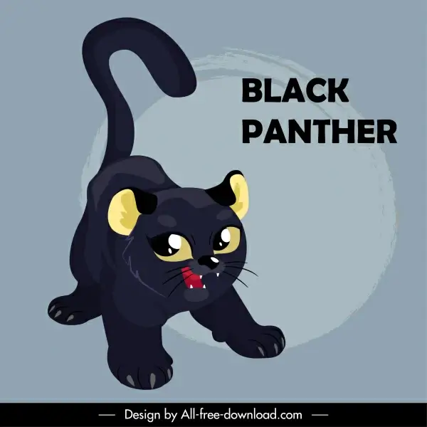baby panther icon cartoon character sketch