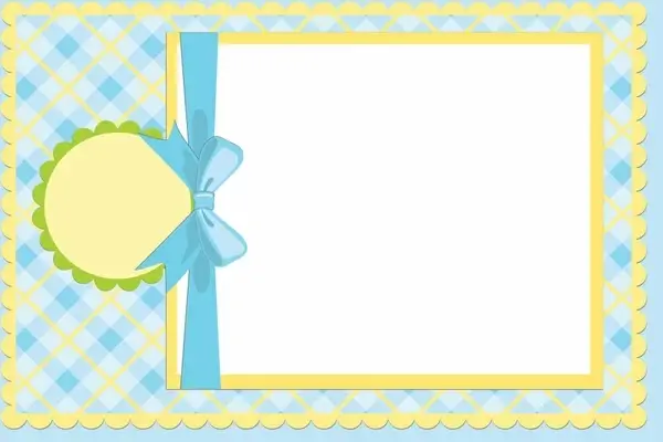 baby shower card template checkered ribbon paper cut