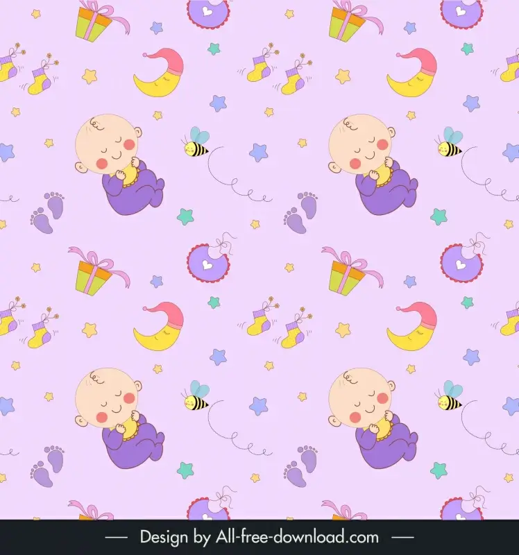 baby seamless pattern template repeating kid elements