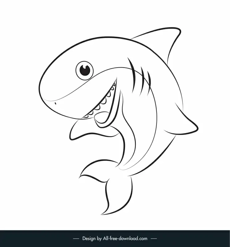 Baby shark icon black white flat handdrawn cartoon sketch Vectors graphic  art designs in editable .ai .eps .svg .cdr format free and easy download  unlimit id:6927321