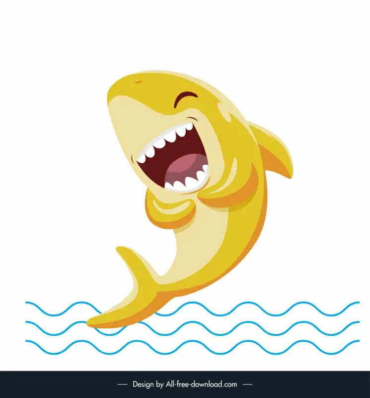 baby shark icon funny cartoon design laughing sketch
