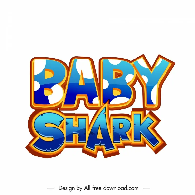 baby shark label typography template flat modern texts decor