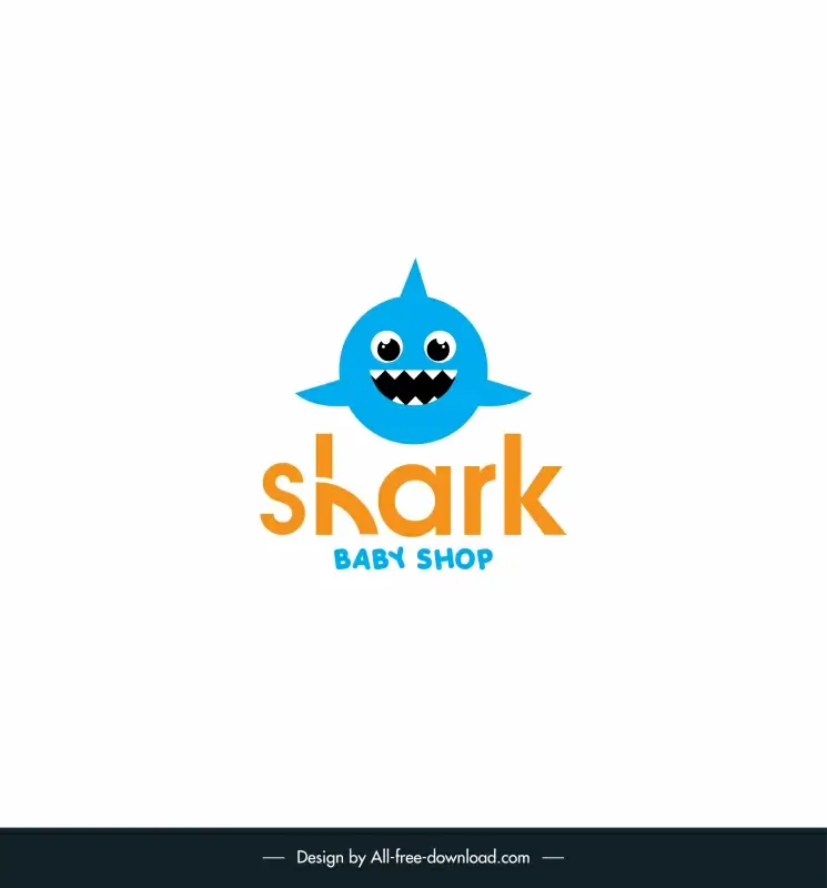baby shark shop  logo template flat classic cartoon outline 