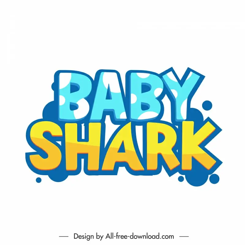 baby shark typography template elegant flat texts bubbles decor