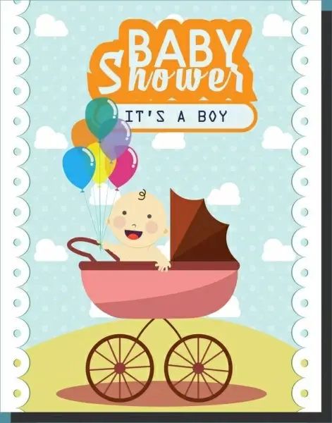 baby shower background cute boy cart decor