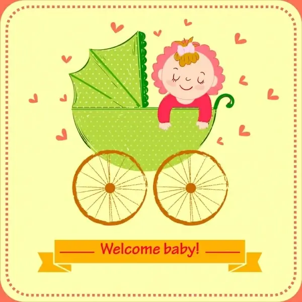 baby shower invitation card cute kid cart drawing