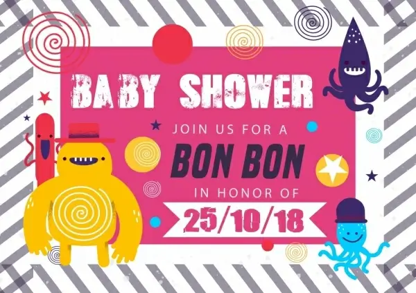 baby shower invitation card funny cartoon characters