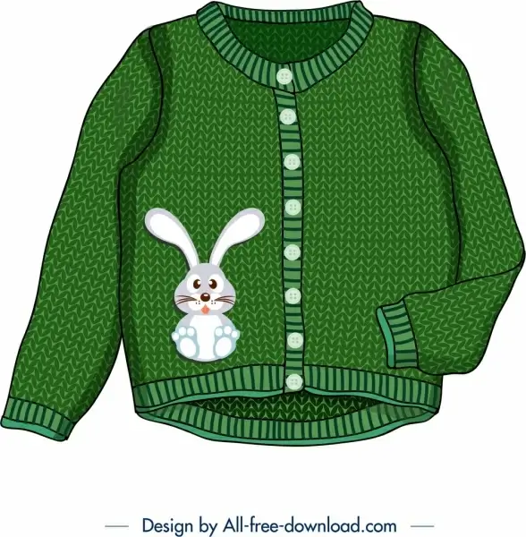 baby sweater icon bunny decor cute green design