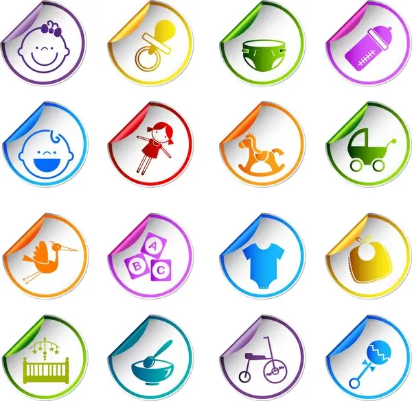 baby toy care sticker icons