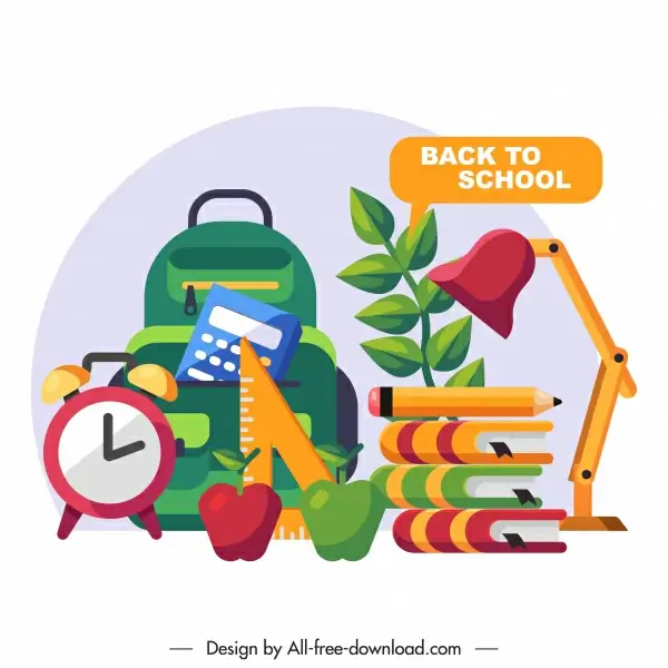 back to school background flat education tools sketch