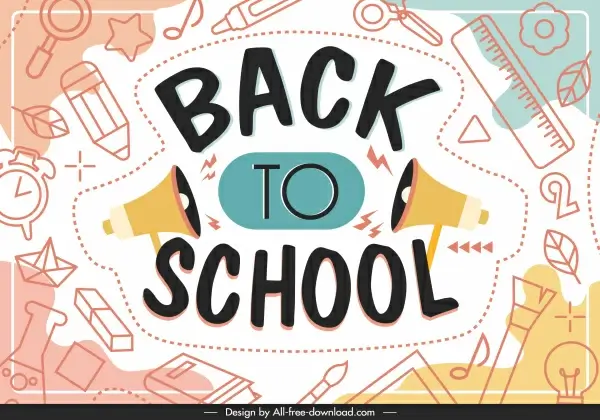 back to school banner classical flat handdrawn tools