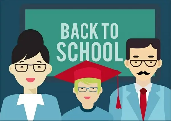 back to school banner family style design 