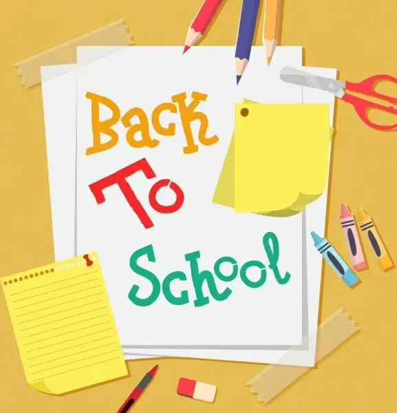 back to school banner paper pencil icons decor