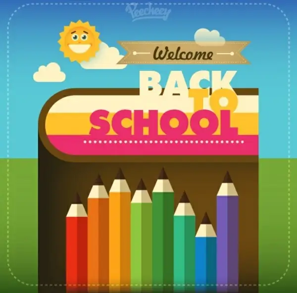 back to school colorful illustration