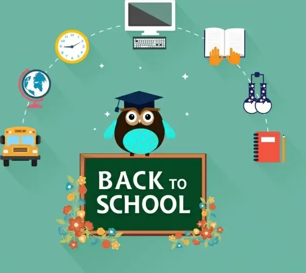 back to school design elements colored infographic design