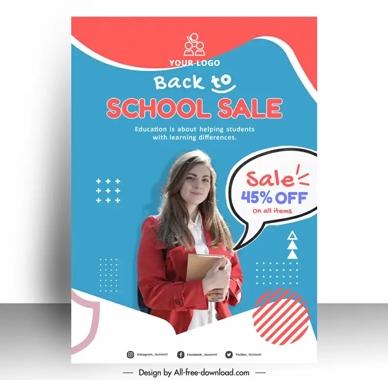 back to school discount poster template student speech bubble decor