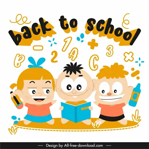 back to school template funny learning kids sketch