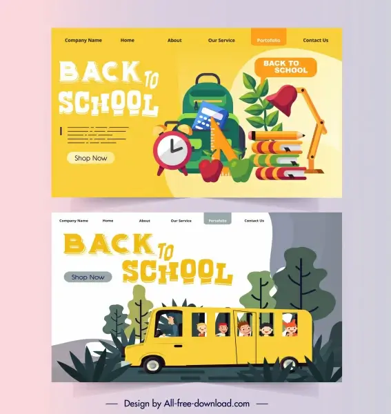 back to school webpage templates study elements sketch