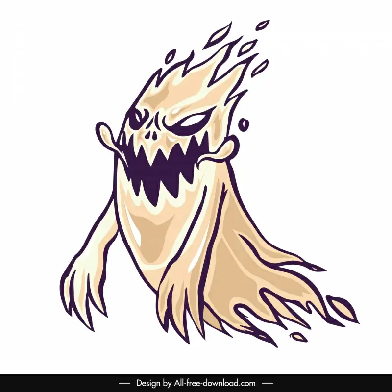 bad ghost icon frightening dynamic cartoon sketch