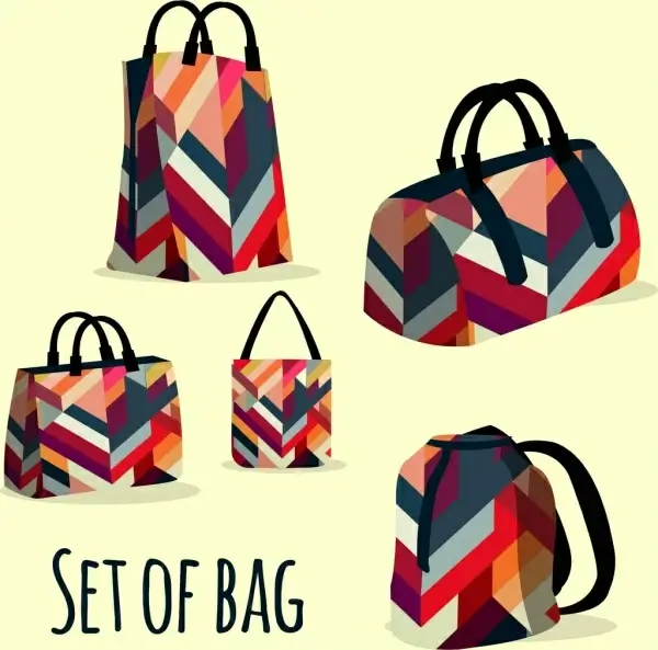 bags templates colorful abstract pattern design