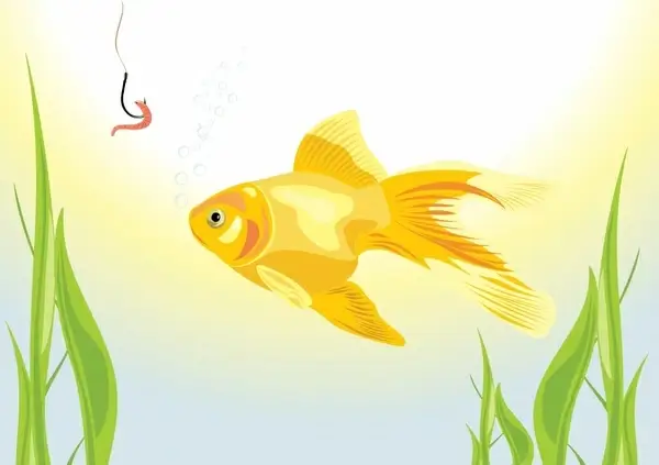 goldfish painting bright colored modern sketch