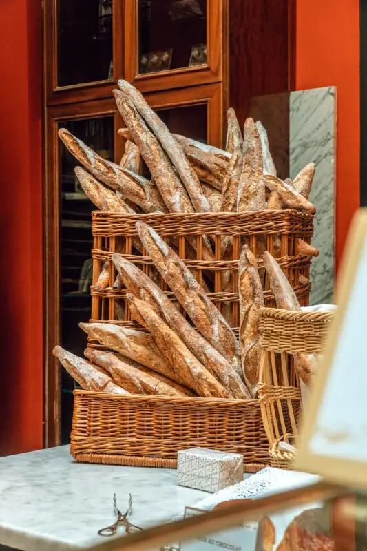 bakery display picture delicious bread loaves 