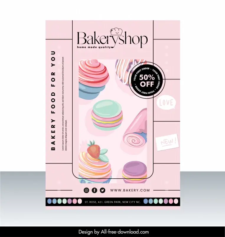 bakery shop cover page template elegant design 