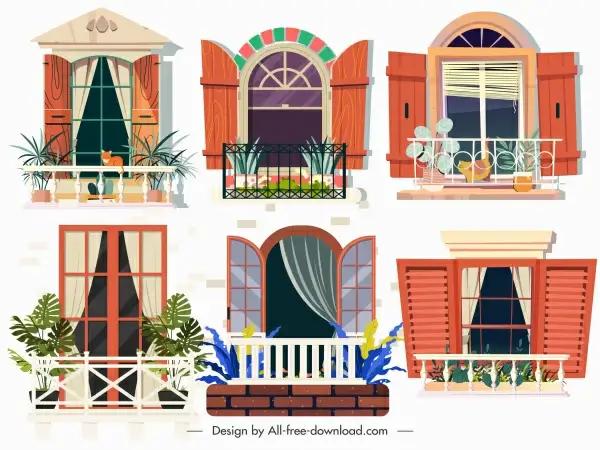 balcony templates colorful modern classic sketch